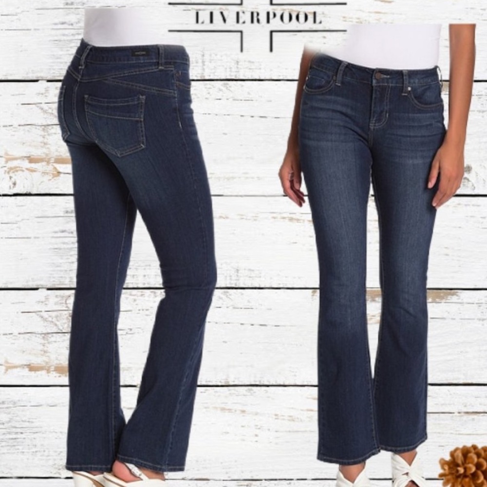 $120 Liverpool Jeans Co Logan Bootcut premium denim Jeans 32.5 inseam sz 6/28